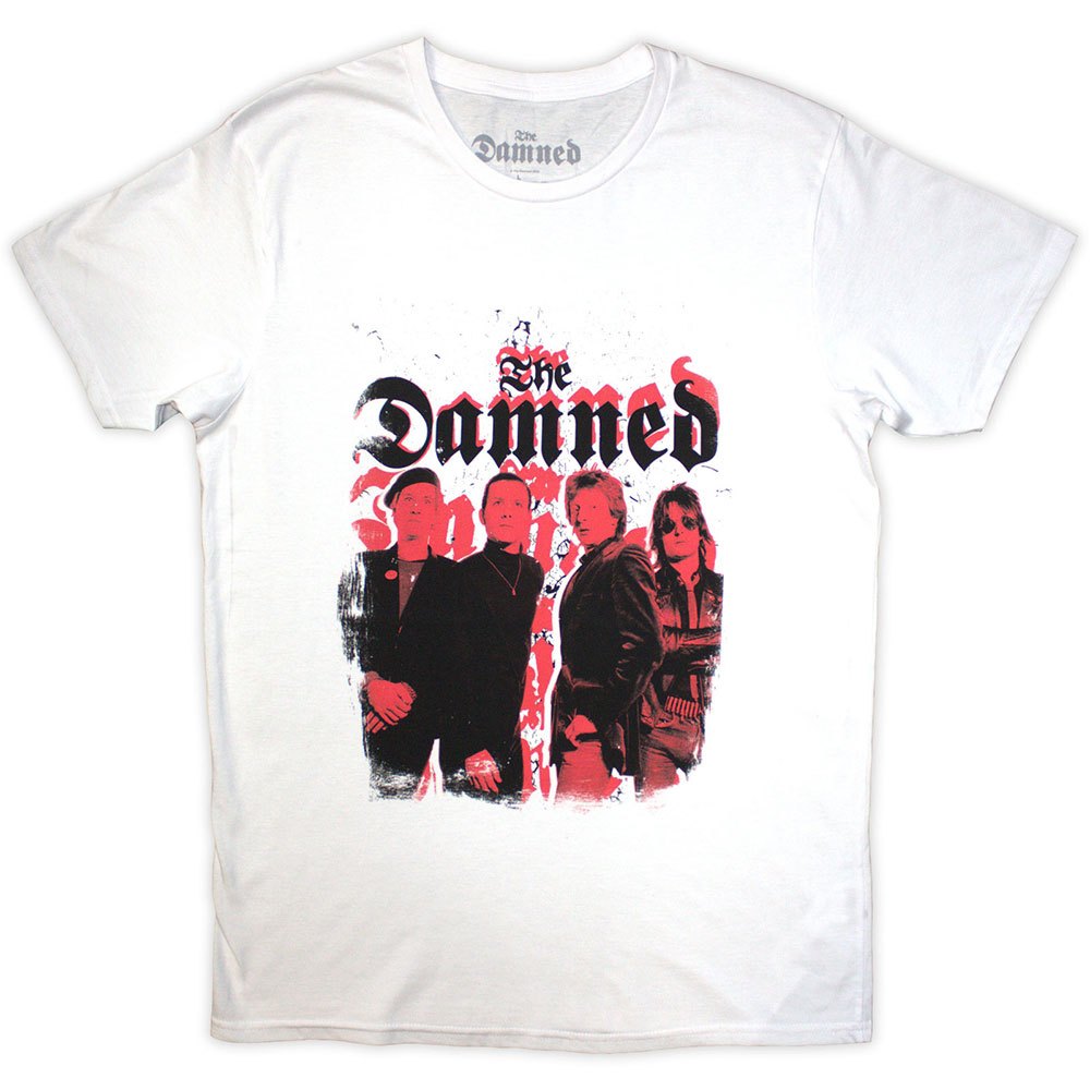 The Damned - Repeat Logo Photo Tshirt Homme - Blanc